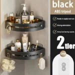shower with corner shelves